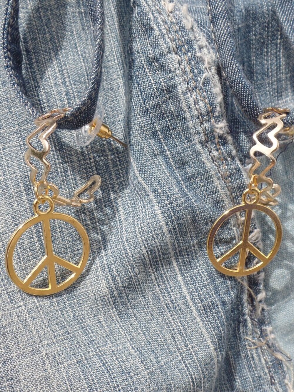 Hand Crafted HEART & PEACE Sign Hoop Earrings